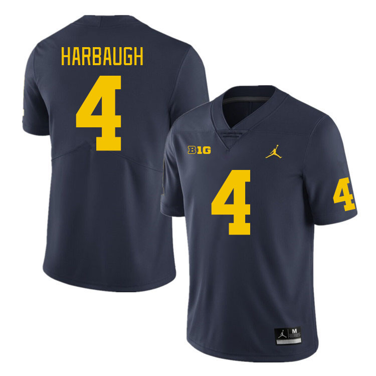 Michigan Wolverines #4 Jim Harbaugh College Football Jerseys Stitched Sale-Navy